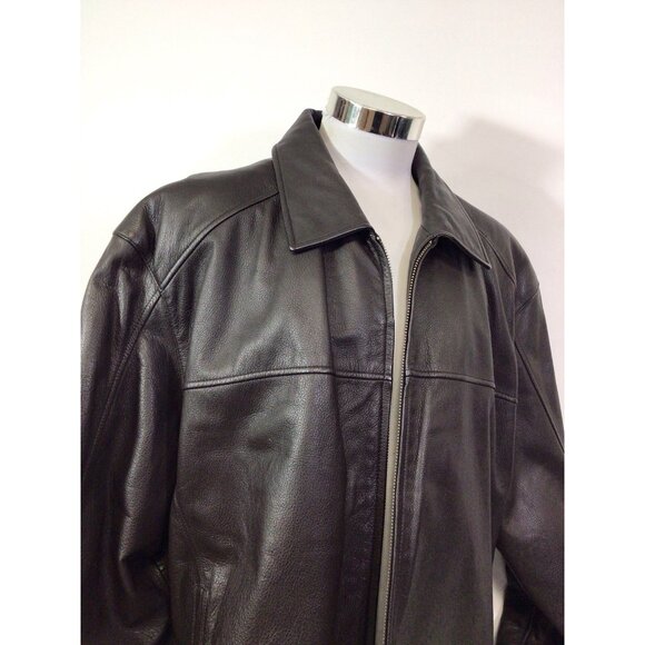 Roundtree & Yorke Brown Leather Jacket Aviator Coat Mens 3XL - Picture 2 of 11